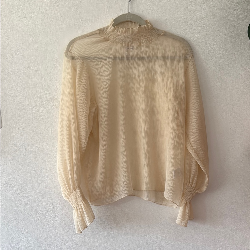 Oak + Fort Elegant Sheer Cream Blouse